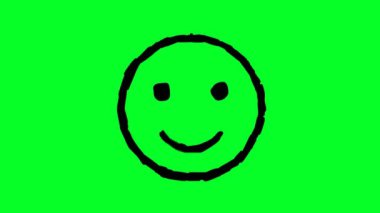 Neşeli bir gülen yüzün çizimi canlı ve canlı yeşil bir zemin üzerine kurulmuş, mutluluk saçan