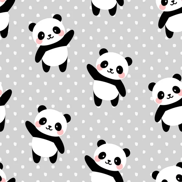 Pandas Seamless Pattern Φόντο Τελείες Για Μωρό Διανυσματική Απεικόνιση — Διανυσματικό Αρχείο
