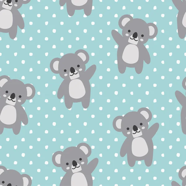 Koalas Seamless Pattern Fond Avec Des Points Pour Bébé Illustration — Image vectorielle
