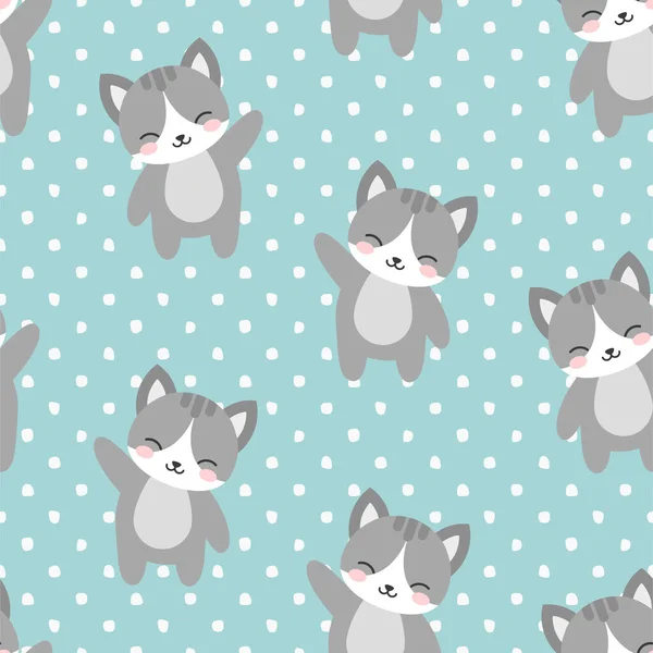 Koty Bez Szwu Wzór Tła Kropkami Dla Dziecka Ilustracja Wektor — Wektor stockowy