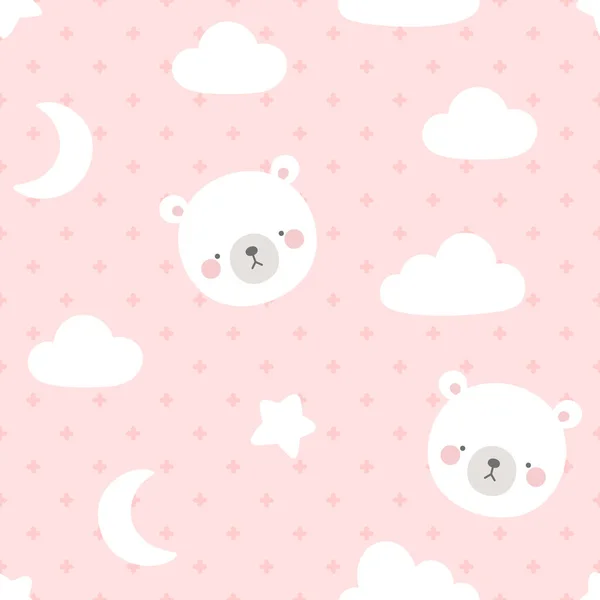 Niedliche Tiere Rosa Nahtloses Muster Handgezeichnet Punkt Hintergrund Mit Bären — Stockvektor