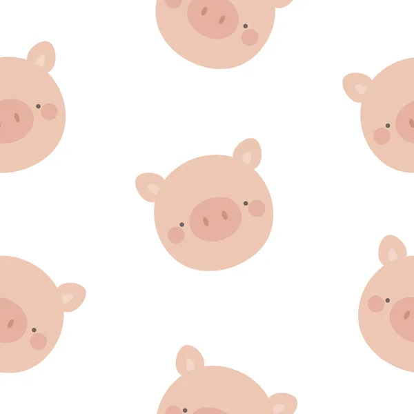 Porcs Mignons Sans Couture Fond Motif Simple Dessiné Main Avec — Image vectorielle