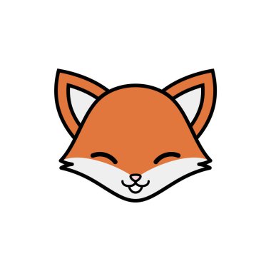 Şirin tilki suratlı çizgi çizgi çizgi film vektör simgesini doldur 