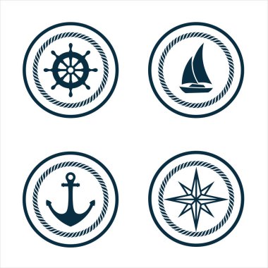 Deniz Denizcilik Simgeleri Vektörü Ayarları