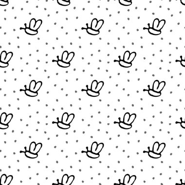 Şirin kelebekler elle çizilmiş kusursuz bir arka plan, vektör illüstrasyonu 