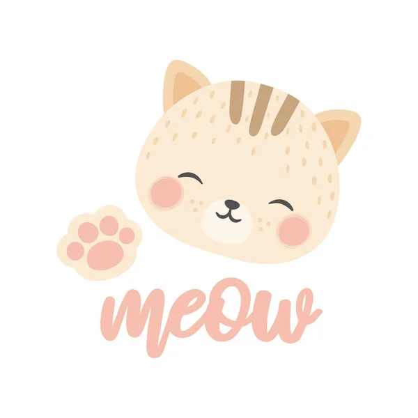 Cute Cat Character Vector Design Greeting Card Invitation Cat Greeting — Stock Vector