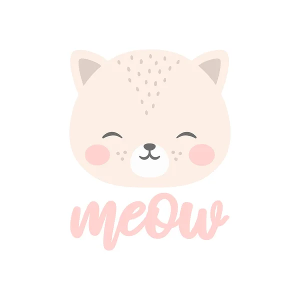 Hello Cute Cat Character Vector Design Greeting Card Invitation Cat — Stock Vector