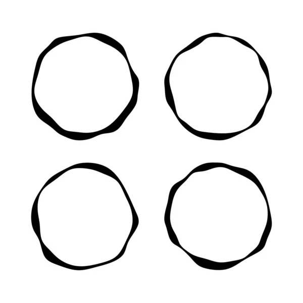 Ensemble Icônes Rondes Noires Modèles Logo Asiatique Cercles Coup Pinceau — Image vectorielle