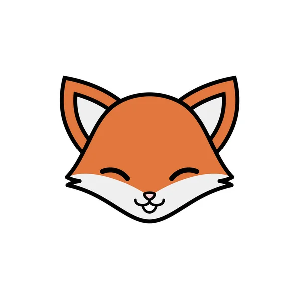Cute Fox Face Cartoon Line Fill Vector Icon — Stock Vector
