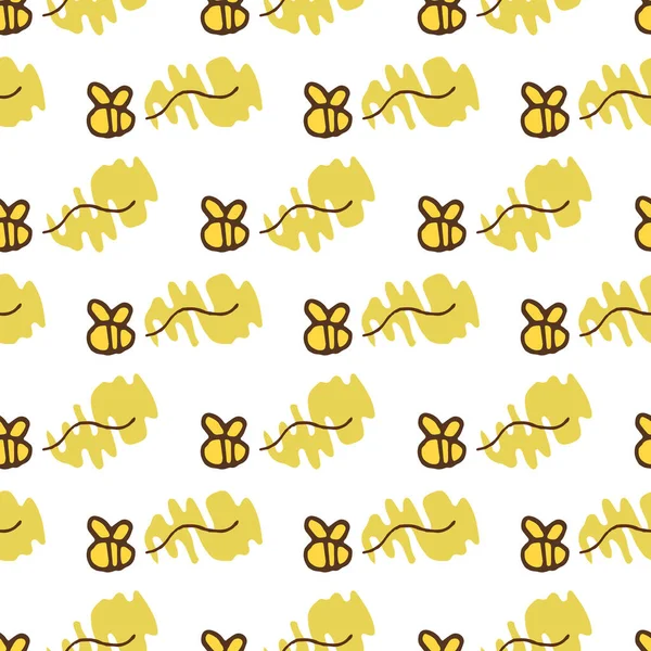 Nette Bienen Hand Gezeichnet Nahtlose Muster Hintergrund — Stockvektor