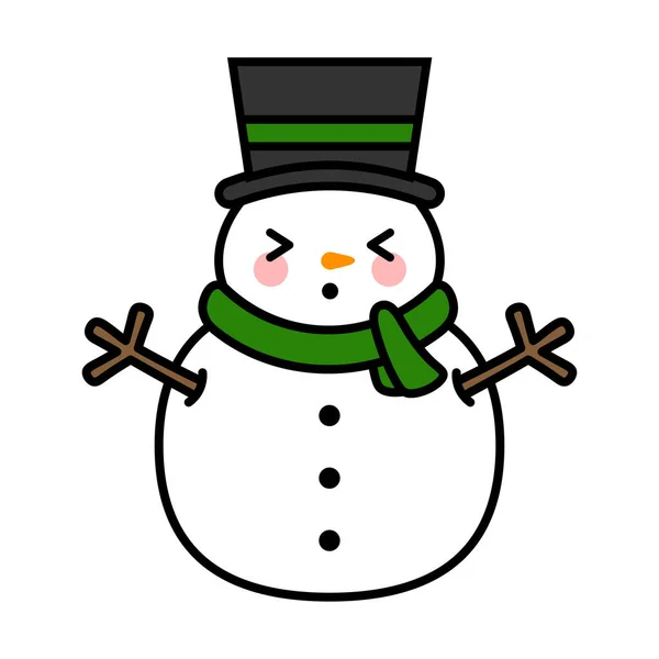 Cartoon Snowman Mascotte Ikoon Vector Illustratie — Stockvector