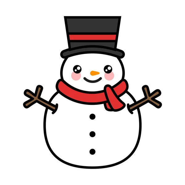 Cartoon Snowman Mascot Icon Vector Illustration — Stock Vector