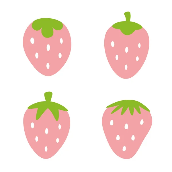 一套扁平设计的草莓病媒图解 — 图库矢量图片