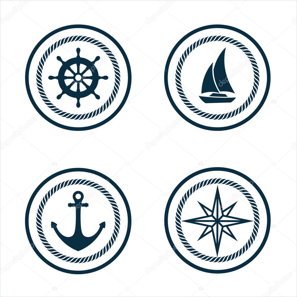 Marine Nautical Icons Vector Set