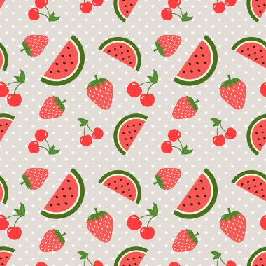 Karpuz kirazı ve çilek pürüzsüz desen