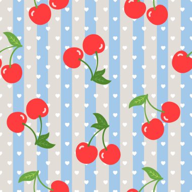 Kiraz deseni, arkaplansız arkaplan, vektör çizimi.