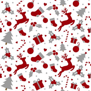 Noel Süslü Kusursuz Desen, Mutlu Yıllar İçin Vektör Çizimi ve Mutlu Noeller Duvar Kağıdı