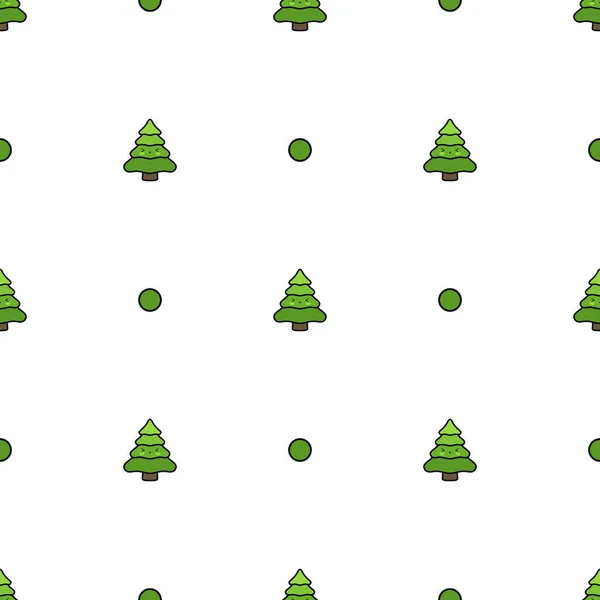 Karácsonyfa Zökkenőmentes Minta Aranyos Fenyő Fák Háttér Vektor Illusztráció — Stock Vector