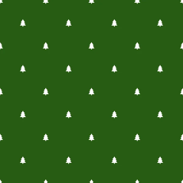 Witte Kerstdennen Bomen Groene Achtergrond — Stockvector