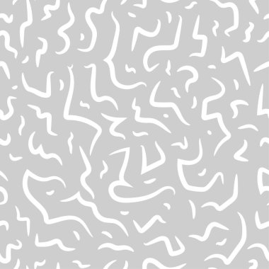 Gri ve Beyaz Kusursuz Çizgiler Düzeni. Soyut Freehand Arkaplan Tasarımı, Vektör illüstrasyonu