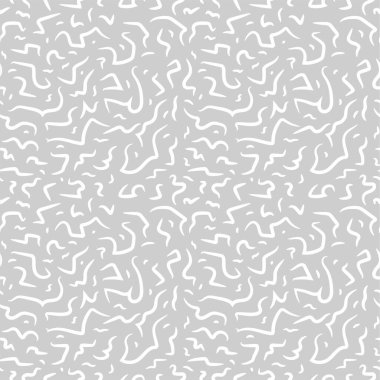 Gri ve Beyaz Kusursuz Çizgiler Düzeni. Soyut Freehand Arkaplan Tasarımı, Vektör illüstrasyonu