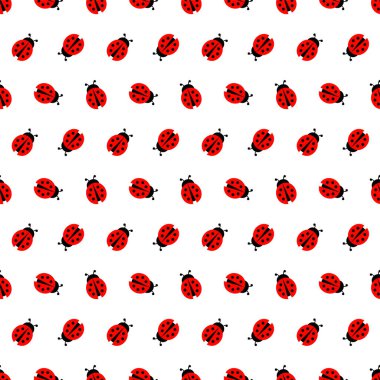 Uğurböcekleri kusursuz desen, çizgi film vektör illüstrasyon arkaplanı