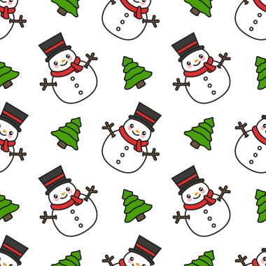 Kardan adam pürüzsüz şablon arka plan, Noel vektör çizimi