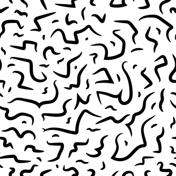 Zwart Wit Naadloze Lijnen Patroon Abstract Achtergrondontwerp Uit Vrije Hand — Stockvector