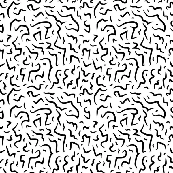Sorte Hvide Sømløse Linjer Mønster Abstrakt Frihåndskonstruktion Vektorillustration – Stock-vektor