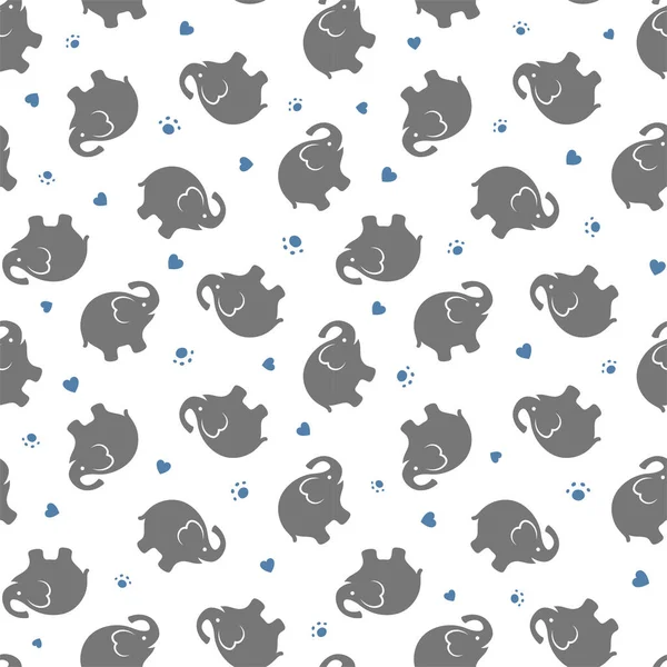 Seamless Pattern Elephants Hearts — Stock Vector