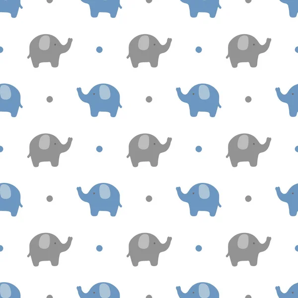 Seamless Pattern Elephants Dots — Stock Vector