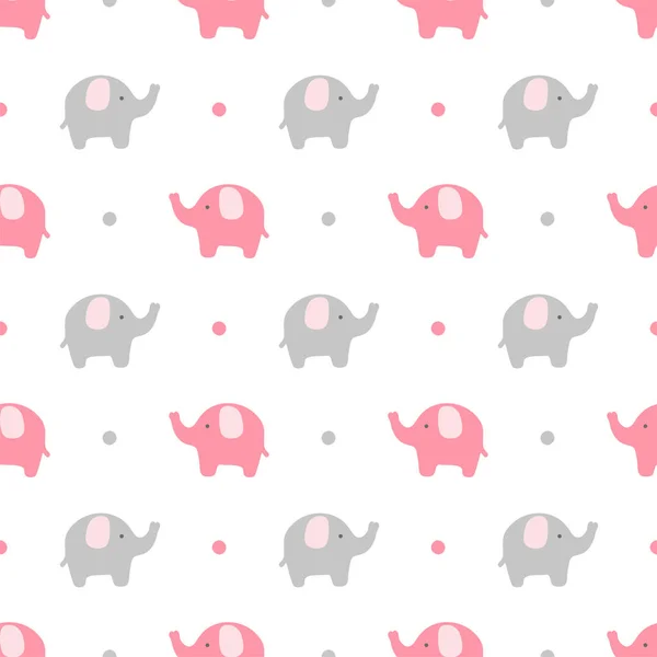 Seamless Pattern Elephants Dots — Stock Vector