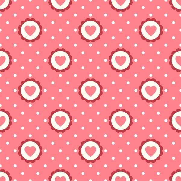 Heart Seamless Pattern Polka Dot Vector Background — Stock Vector