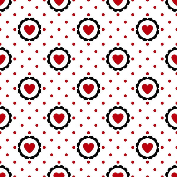 Heart Seamless Pattern Polka Dot Vector Background — стоковий вектор