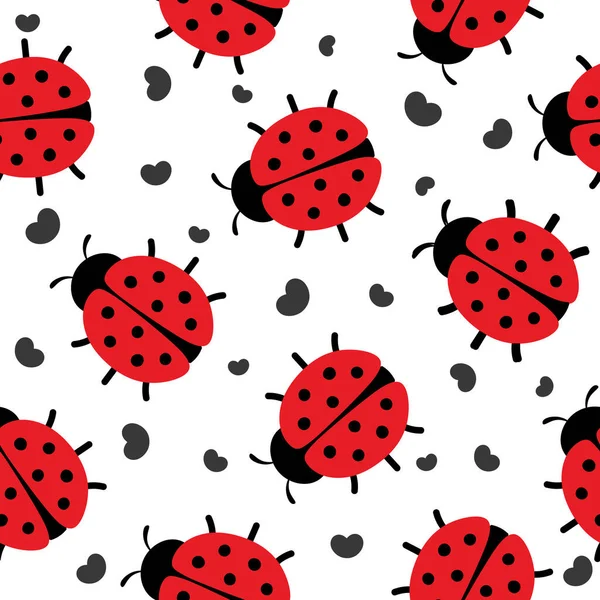 Ladybugs Απρόσκοπτη Μοτίβο Κινούμενα Σχέδια Διάνυσμα Εικονογράφηση Φόντο — Διανυσματικό Αρχείο