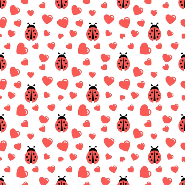 Ladybugs Naadloos Patroon Cartoon Vector Illustratie Achtergrond — Stockvector