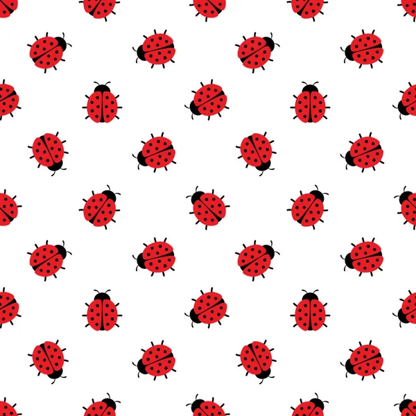 Ladybugs Απρόσκοπτη Μοτίβο Κινούμενα Σχέδια Διάνυσμα Εικονογράφηση Φόντο — Διανυσματικό Αρχείο