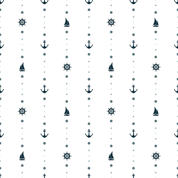 Nautical Marine Seamless Pattern Background Vector — Stock Vector