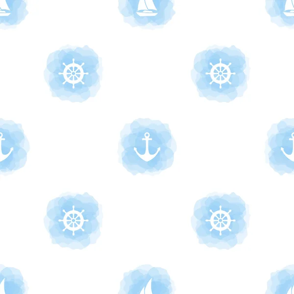 Nautical Watercolor Seamless Pattern Background Vector Illustration — 스톡 벡터