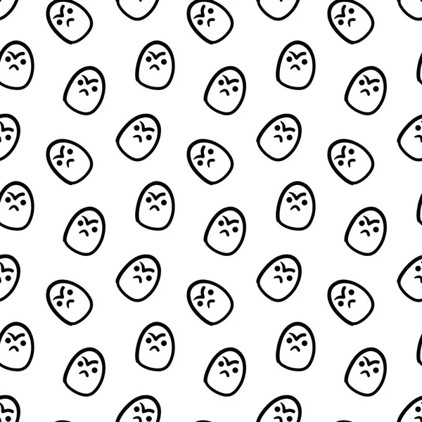 Cartoon People Face Seamless Pattern Hand Drawn Cute Background — 스톡 벡터