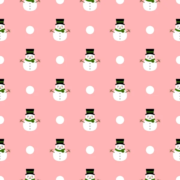 Snowman Seamless Pattern Background Christmas Vector Illustration — Stock Vector