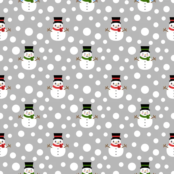 Schneemann Nahtlose Muster Hintergrund Weihnachten Vektor Illustration — Stockvektor