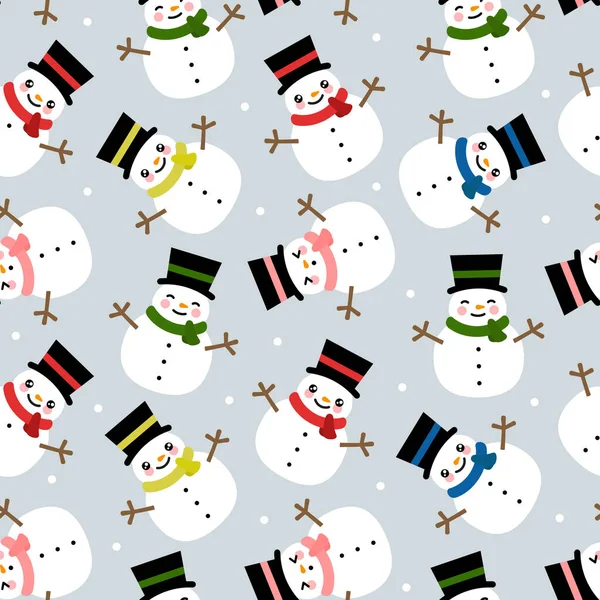 stock vector Snowman Seamless Pattern Background, Christmas Vector illustration