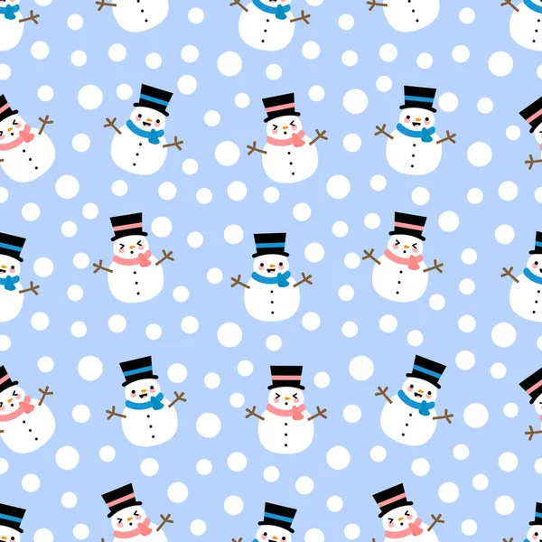 Muñeco Nieve Sin Costuras Patrón Fondo Ilustración Vector Navidad — Vector de stock