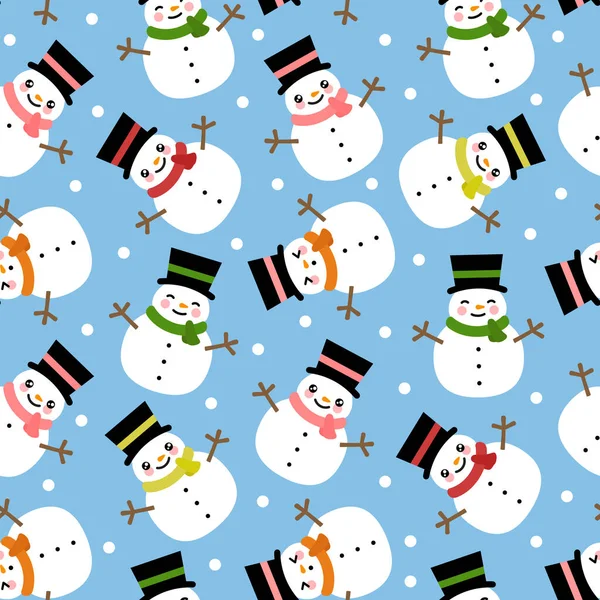 stock vector Snowman Seamless Pattern Background, Christmas Vector illustration