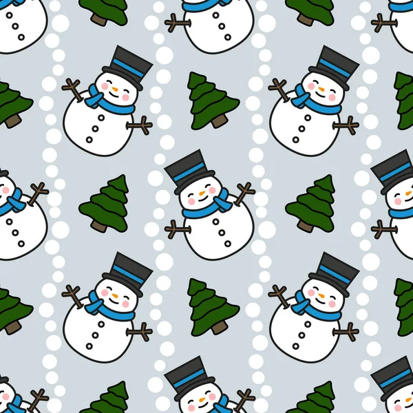 Muñeco Nieve Sin Costuras Patrón Fondo Ilustración Vector Navidad — Vector de stock