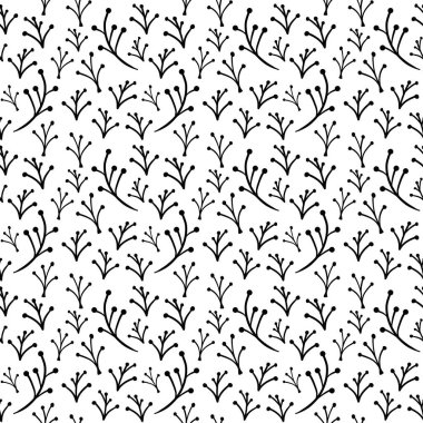siyah ve beyaz çiçeksiz vektör deseni