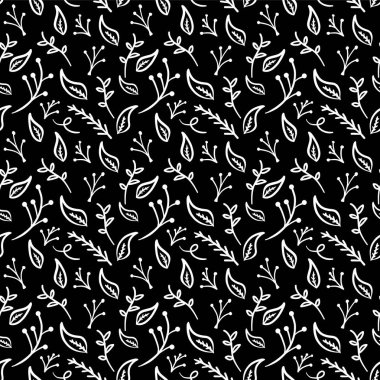 siyah ve beyaz çiçeksiz vektör deseni