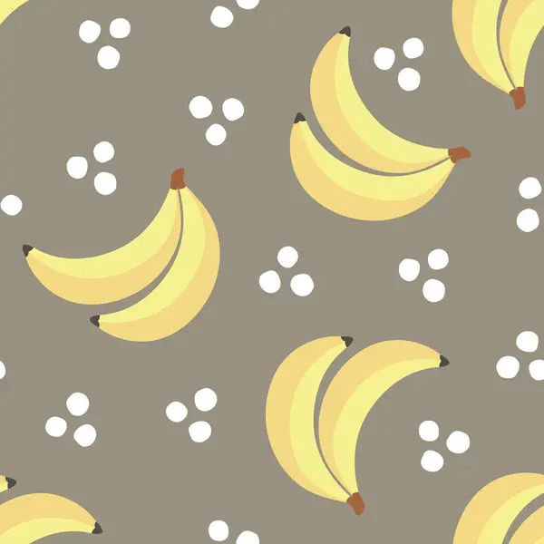 Bananer Sömlösa Mönster Tecknad Söt Frukt Vektor Illustration — Stock vektor