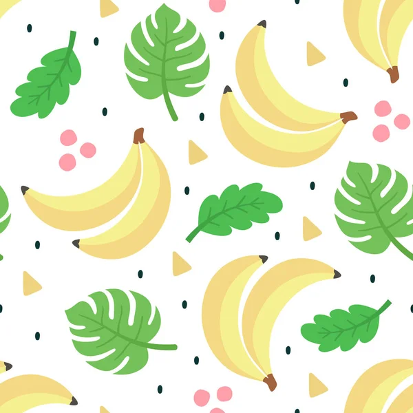 Bananen Nahtlose Muster Cartoon Niedliche Fruchtvektorillustration — Stockvektor